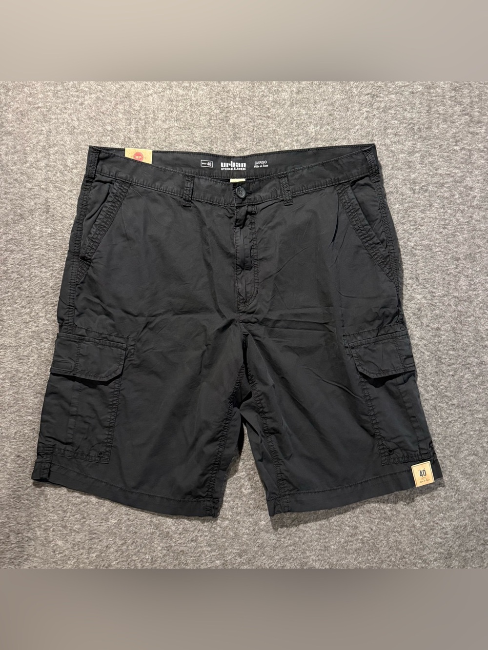 Urban Pipeline Cargo Shorts Mens 40 Black Hits At Knee 11" Long 100% Cotton NWT